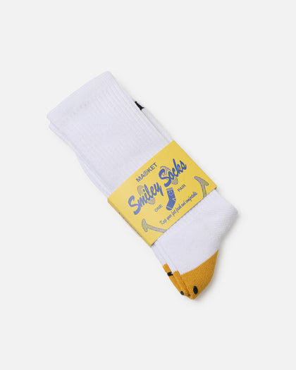 Market X Smiley Heel Crew Socks White