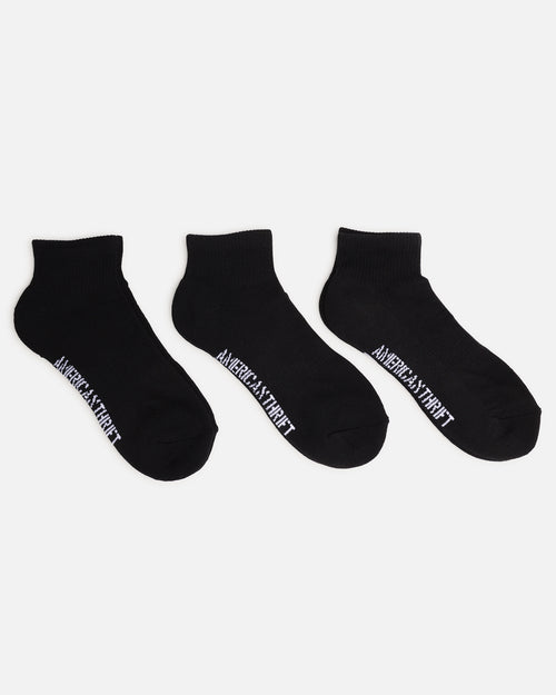 American Thrift Classic Ankle Socks 3 Pack Black