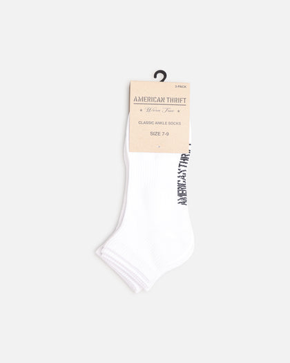 American Thrift Classic Ankle Socks 3 Pack White