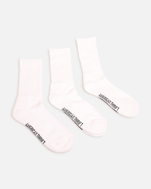 American Thrift Classic Crew Socks 3 Pack White