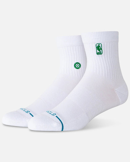 Stance NBA Logoman Quarter Socks White/Green Culture Kings NZ