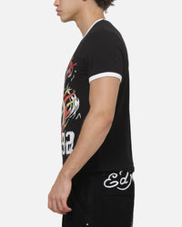 Ed Hardy Flame Skull Ringer T-Shirt Black