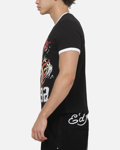 Ed Hardy Flame Skull Ringer T-Shirt Black