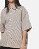 Carre Grid Short Sleeve Button Up Shirt Ecru Check