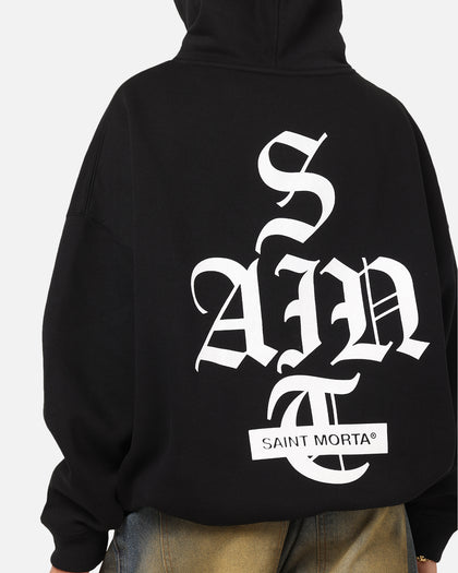 Saint Morta Gothic Stack Boxy Hoodie Black