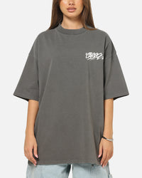Carre Tag Mock Neck T-Shirt Black Acidwash
