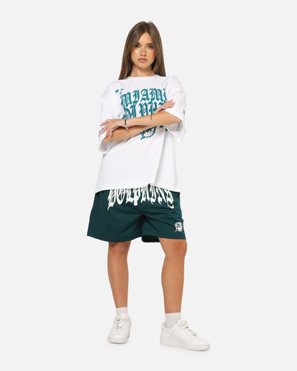 Mitchell & Ness Miami Dolphins Stars & Text Mesh Shorts Deep Sea Teal