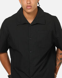 Saint Morta Raw Cut Twill Button Up Shirt Black