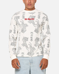 Ed Hardy Tiger Waffle Long Sleeve T-Shirt Off White