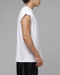 Loiter Script Muscle T-Shirt White