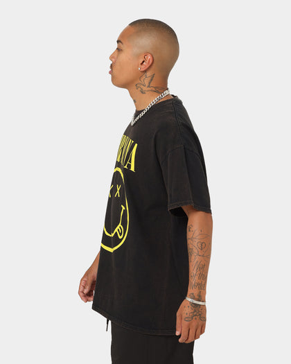 Nirvana Smiley Vintage Tee Washed Black