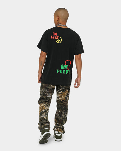 Bob Marley One Love One Heart Vintage T-Shirt Washed Black