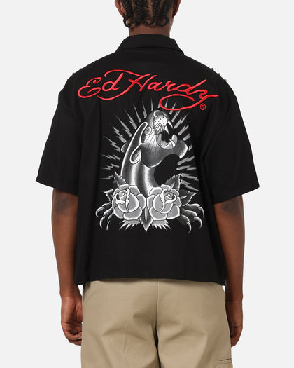 Ed Hardy Panther Stud Zip Shirt Black