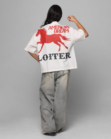 Loiter Rodeo Zip Up Shirt Off White
