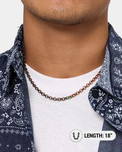 Loiter 18" Split Chain Necklace Natural/Brown/Green