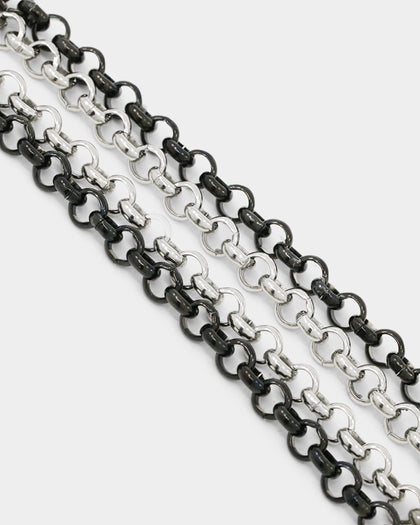 Loiter 18" Split Chain Necklace Black/Silver/Green