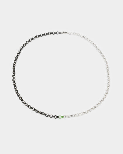Loiter 18" Split Chain Necklace Black/Silver/Green