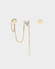 Raising Hell Women's Starry Heart Earrings Chain Iced Gold
