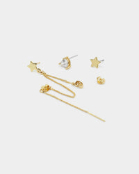 Raising Hell Women's Starry Heart Earrings Chain Iced Gold