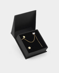 Raising Hell Women's Starry Heart Earrings Chain Iced Gold