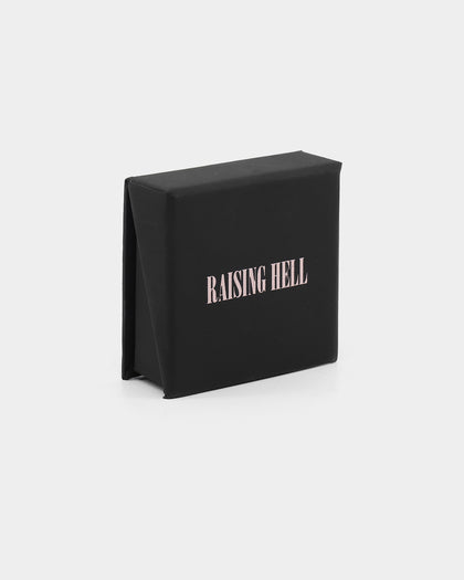 Raising Hell Women's Starry Heart Earrings Chain Iced Gold