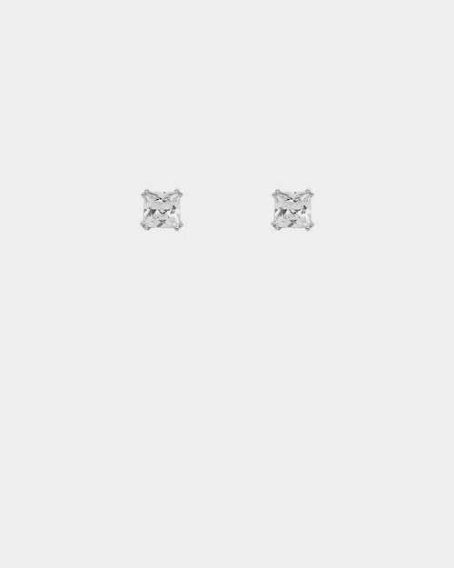NXS Square Cut Earrings White Gold