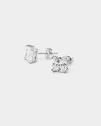 NXS Square Cut Earrings White Gold