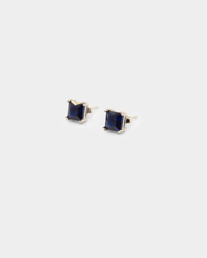 NXS Square Cut Earring White Gold/Blue