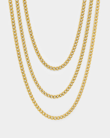 NXS 3mm Micro Cuban Chain Set Gold