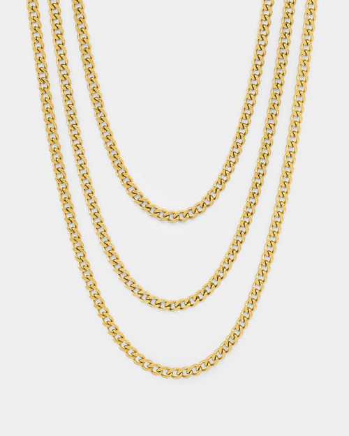 NXS 3mm Micro Cuban Chain Set Gold