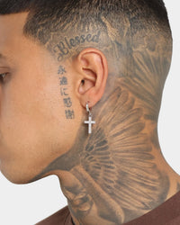 NXS Mini Cross Earring Iced White Gold