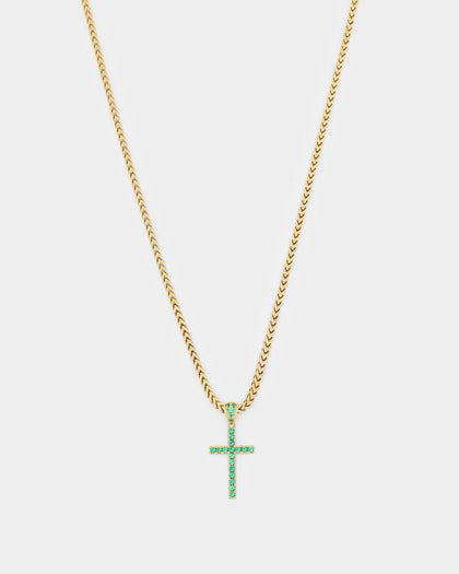 NXS Classic Mini Cross Pendant Gold/Green