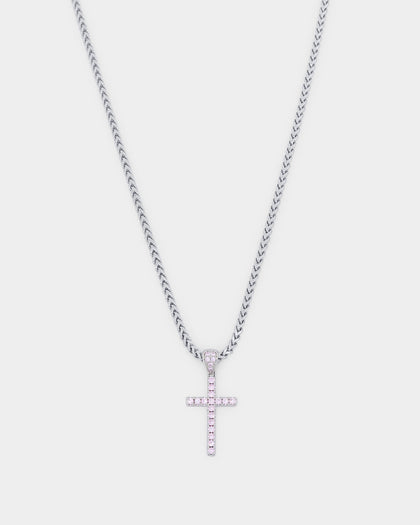 NXS Classic Mini Cross Pendant White Gold/Pink