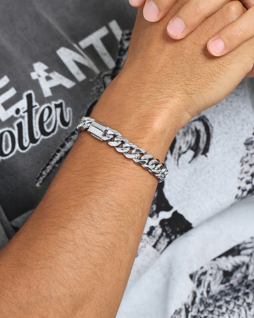 NXS 10mm Cuban Link Bracelet White Gold