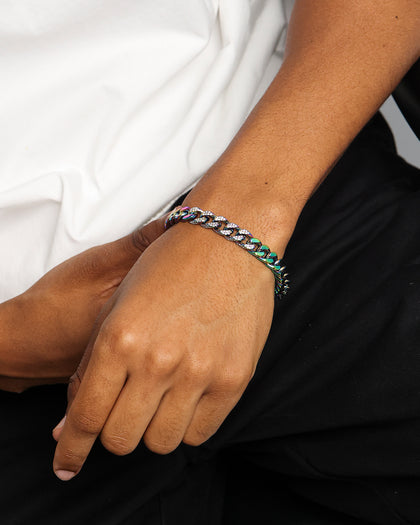 Guess Mainline 4DC 8mm Curb Chain Bracelet Iridescent