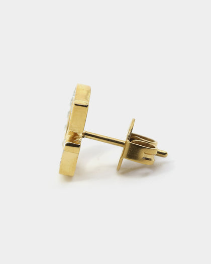 Guess Mainline Party Pave G Logo 9mm Stud Earrings Gold