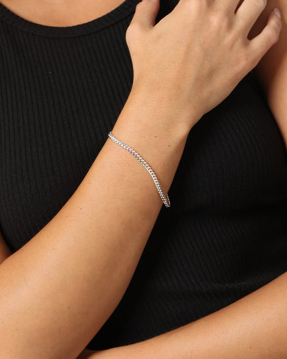 House Of Auric 3mm Cuban Link Bracelet Sterling Silver