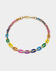 Guess Mainline Women's 17" Rainbow & Crystals Yellow Gold Necklace Multi