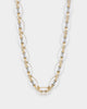 Guess Mainline Women's 17" White & Crystals Yellow Gold Necklace White