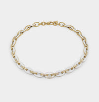 Guess Mainline Women's 17" White & Crystals Yellow Gold Necklace White