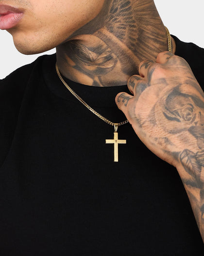 NXS Textured Cross Pendant gold