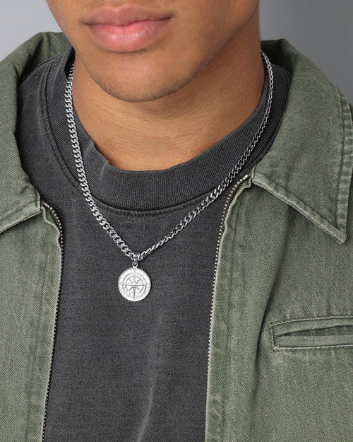 NXS Compass Pendant White Gold