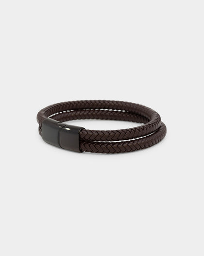 NXS Dyad Leather Bracelet Brown