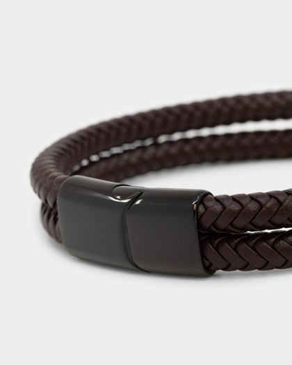 NXS Dyad Leather Bracelet Brown