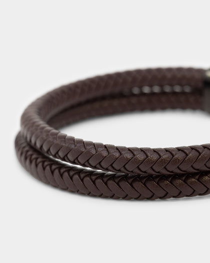 NXS Dyad Leather Bracelet Brown