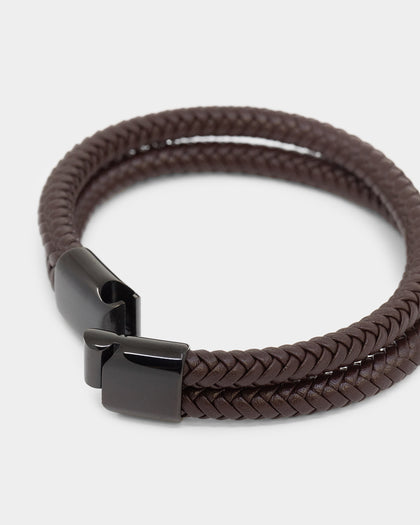 NXS Dyad Leather Bracelet Brown