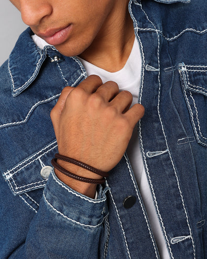 NXS Dyad Leather Bracelet Brown