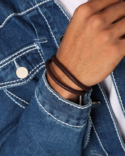 NXS Dyad Leather Bracelet Brown