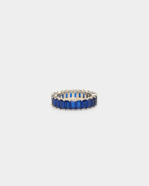 NXS Baguette Ring White Gold/Blue
