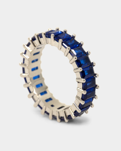 NXS Baguette Ring White Gold/Blue